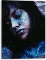 Acrylglas - Meisje met Blauwe Glitters en Sterretjes - 30x40cm Foto op Acrylglas (Wanddecoratie op Acrylglas)