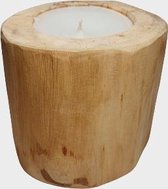 Candle teakwood bowl - H11 cm x D11 cm