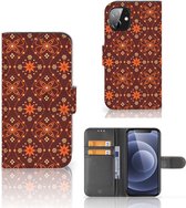 Telefoonhoesje Apple iPhone 12 Mini Wallet Book Case Batik Brown