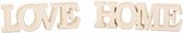 Decoratief  woord LOVE & HOME - wit hout 6 cm hoog - 17 cm breed