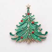 Kerstbroche met strass: Kerstboom - Leuk sieraad voor kerst - broche