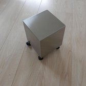 Kubus RVS, kubus roestvrijstaal, rvs bijzettafel, verrijdbaar tafeltje, design kubus, design bijzettafel, rvs kubus, bijzettafels