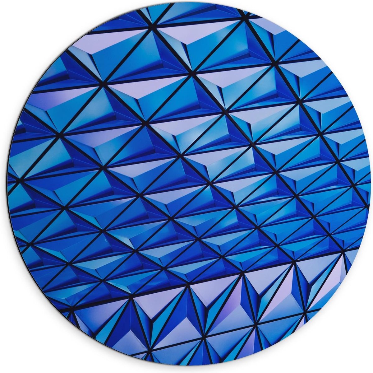 Dibond Wandcirkel - Blauw Patroongebouw  - 70x70cm Foto op Aluminium Wandcirkel (met ophangsysteem) op Prijzenvolger.com