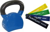 Tunturi - Fitness Set - Weerstandsbanden 4 stuks - Kettlebell 12 kg