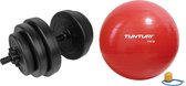 Tunturi - Fitness Set - Vinyl Halterset 15 kg  - Gymball Rood 75 cm
