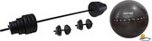 Tunturi - Fitness Set - Vinyl Barbell/Dumbbell Set 50Kg   - Gymball Zwart met Anti Burst 90 cm