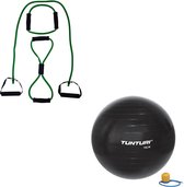 Tunturi - Fitness Set - Tubing Set Groen - Gymball Zwart 75 cm
