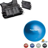 Tunturi - Fitness Set - Gewichtsvest 10 kg - Gymball Blauw 65 cm