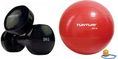 Tunturi - Fitness Set - Vinyl Dumbbell 2 x 5 kg  - Gymball Rood 90 cm