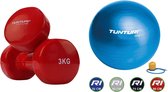 Tunturi - Fitness Set - Vinyl Dumbbell 2 x 3 kg  - Gymball Blauw 55 cm