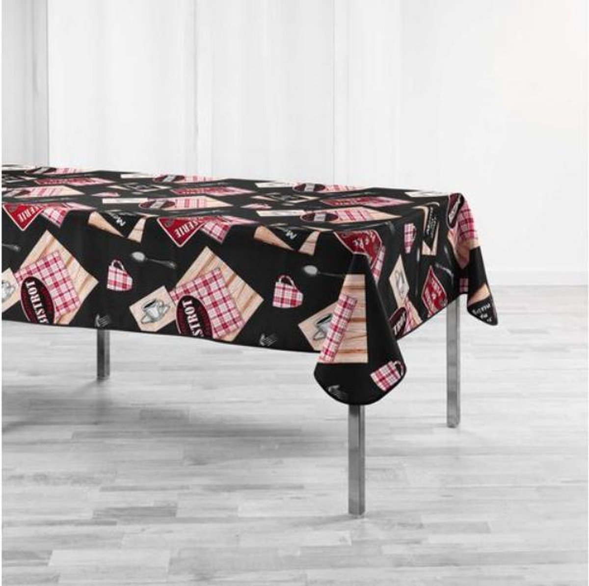 Tafelkleed Rechthoek Kopjes – Anti-vlek en Anti-kreuk – Zwart - 150x240 cm