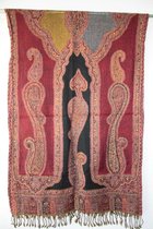 1001musthaves.com Wollen dames sjaal zwart bordeaux rood 70 x 180 cm