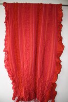 1001musthaves.com Crinkle wollen dames sjaal in warm terra oranje met schulprand 50 x 180 cm
