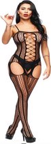 Fishnet / visnet lingerie met open kruis. Erotische body suit, one size fits all.