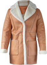 Trendy Lammy Coat - Winterjas Dames - Imitatie Bontjas - Bruin - Maat 52