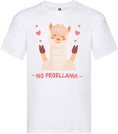 T-shirt No Probllama Large Wit