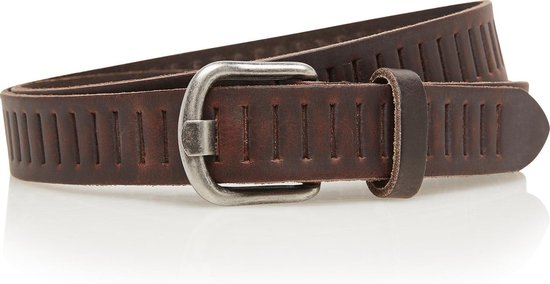 Leren gleufjes riem bruin - 100% leer - maat 115 - totale lengte 130