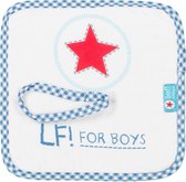 Lief ! - LF! For Boys - Speendoekje/ knuffeldoekje - Wit met blauw - 23 x 23 CM