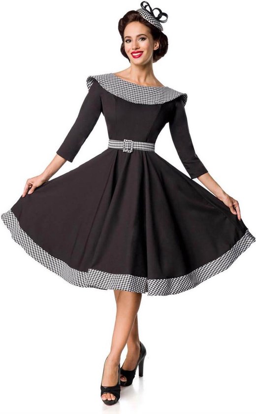 Belsira - Vintage Swing jurk - S - Zwart/Wit