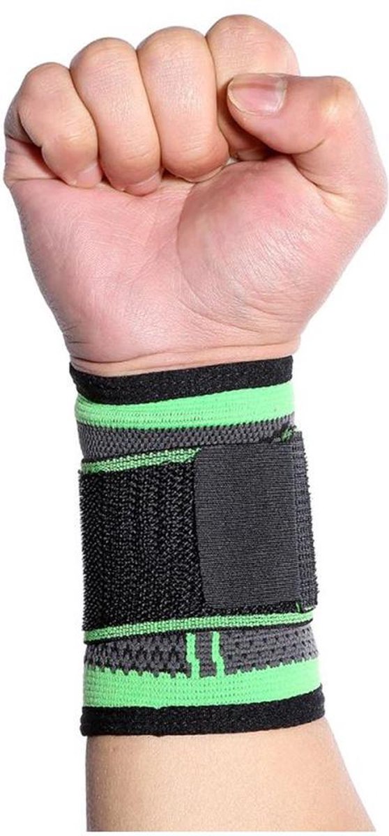 DW4Trading® Elastische polsbandage brace met klitteband groen/zwart