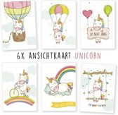 Kimago.nl - wenskaarten - kaartenset - ansichtkaarten - verjaardag - unicorn - 6 stuks