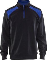 Blaklader Sweatshirt bi-colour met halve rits 3353-1158 - Zwart/Korenblauw - L