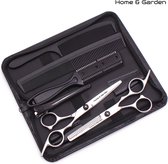 Home & Garden - Professioneel Kappersschaar set 7 delig - baard en snor - RVS -