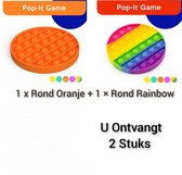 Fidget Toy Pop it Pakket 2 STUKS - Regenboog Rond - Oranje Rond - Tiktok - Push - Popper - Speelgoed - Pad