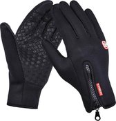 Fietshandschoenen - Zwart - Fleece Handschoenen met Ritssluiting - Racefiets - Mountainbike - Winter - Maat XL