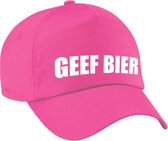 Geef bier fun pet roze voor dames en heren - geef bier baseball cap - carnaval fun accessoire