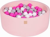 MeowBaby® Ronde Ballenbak set incl 200 ballen 90x30cm - Licht Roze: Grijs, Wit, Donker Roze