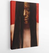 Woman with gold face paint - Modern Art Canvas - Vertical - 1435457 - 115*75 Vertical