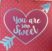 Luxe kaart met metalen hanger "You are so sweet" 14x14 cm incl. envelop - Valentijnskaart