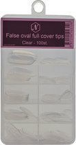 Nageltips False oval full cover tips clear box 100 stuks en  tiplijm strong  - plak tips - plaknagels -