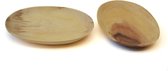 Kinta - lot de 2 - assiette en bois ovale - assiette petit déjeuner en bois - assiette à gâteau en bois - blond - commerce équitable
