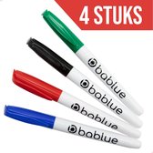 Bablue® Whiteboard Stiften - Whiteboard Marker - 4 Stuks - De Sharpie voor Whiteboards - Verschillende Kleuren - Markers Set - Gekleurd - Stiften Kinderen - Stiften voor Volwassene
