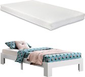 Houten bed Raisio grenen met matras 90x200 cm wit
