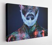 Concept. Portrait of a bearded man. The man is painted in ultraviolet powder - Modern Art Canvas - Horizontal - 648695950 - 80*60 Horizontal