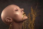 Onlinecanvas - Schilderij - A Hairless Woman With Make Up Art Horizontal Horizontal - Multicolor - 30 X 40 Cm