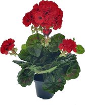 Viv! Home Luxuries Geranium kunstplant - zijden bloem - in pot - rood - topkwaliteit