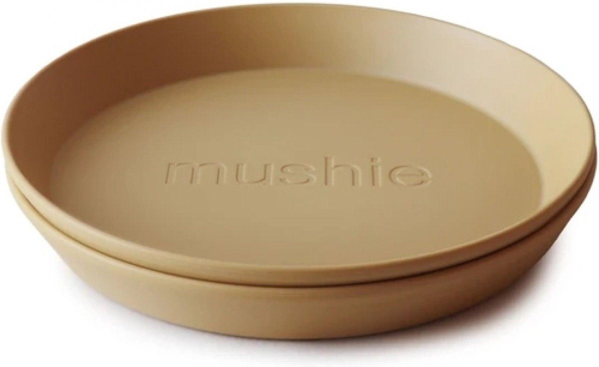 Mushie Bord Rond - Kleur Mustard - Set van 2 - Kinderservies