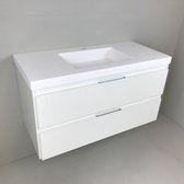 Meuble salle de bain Blanco 100cm, laqué blanc avec vasque composite 5cm