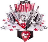 3D Pop-up wenskaart met envelop – Happy Birthday - Rock On