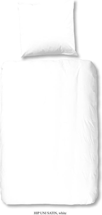 HIP dekbedovertrek effen kleur - 1 persoons 140x200/220 cm - Wit - 100% Katoen satijn