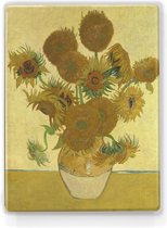 Zonnebloemen 3 - Vincent van Gogh - 19,5 x 26 cm - Niet van echt te onderscheiden schilderijtje op hout - Mooier dan een print op canvas - Laqueprint.