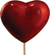 Hart steker rood metallic 6cm + 12cm 24 stuks