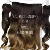 Wire Hair Extensions Clip In Hairextensions met visdraad Balayage net human hair 45cm 190gram