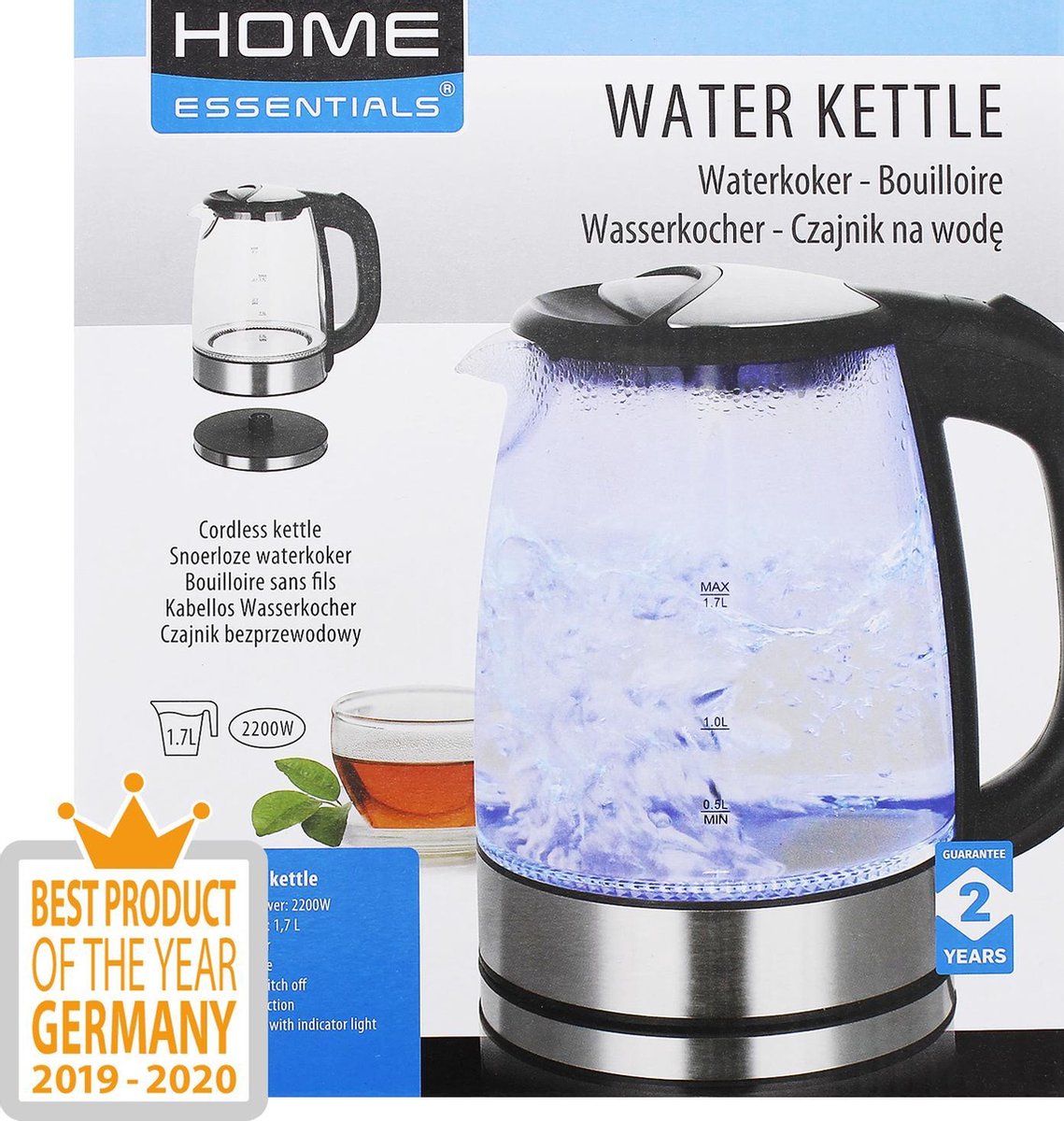 Home Essentials glazen waterkoker - 1,7 liter - Beste product 2019/2020
