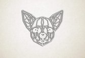 Line Art - Hond - Chihuahua - S - 45x52cm - EssenhoutWit - geometrische wanddecoratie