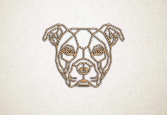 Line Art - Hond - Amerikaanse Bulldog - M - 60x79cm - Eiken - geometrische wanddecoratie